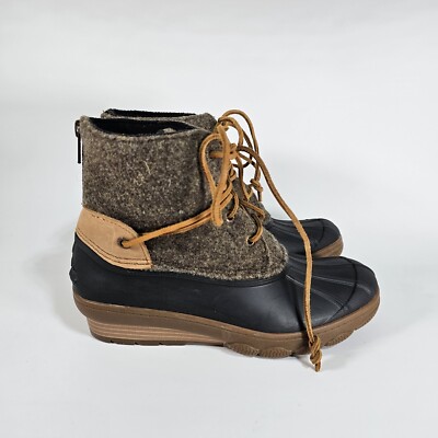 Sperry Duck Boots Womens 6 Saltwater Wedge Wool Rubber Toe  display picture 3