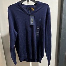 Polo Ralph Lauren Washable Merino Wool V-Neck Sweater in Navy Men  s Size M - NWT