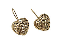 Gorgeous 925 Sterling Silver HEART with Scroll Designs Dangle Earrings