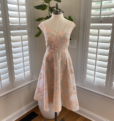Lela Rose Floral Jacquard Full Skirt A Line Dress Pink Size 2 $1790 | eBay