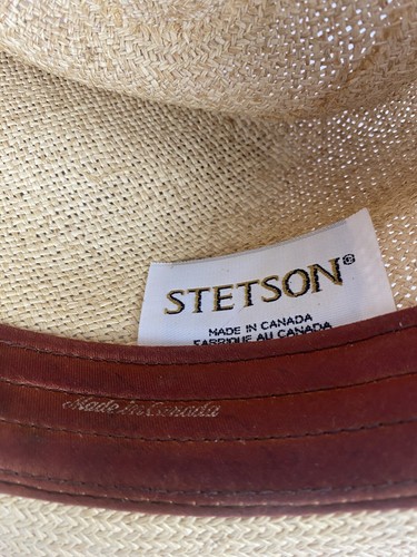 VTG Stetson Panama Hat Straw Marked Med (7-7 1/8) Made in Canada. Leather Band - Picture 7 of 10