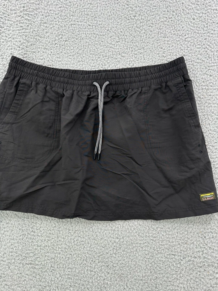 Falda de natación LL Bean para mujer cubierta negra sin forro bolsillos grandes cordón Foto 3 de 4