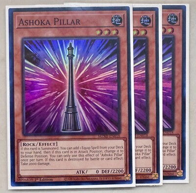 Yugioh! 3x Ashoka Pillar MZMI-EN018 Super Rare 1st Ed NM