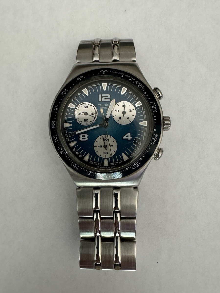 Swatch Irony Chronograph Blue Stainless Steel Swiss Watch | eBay