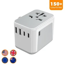 Universal Travel Adapter 3 USB C 2 USB A Ports Plug Adaptor Travel Worldwide
