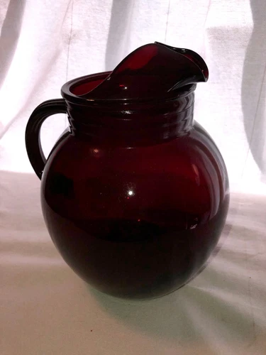 Royal Ruby Pitcher With Ice Lip 9 Inch Depression Glass Mint Lot B