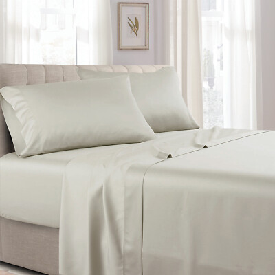 Solid Bed Sheet Set Super Soft Cotton Luxury Deep Pocket 300 TC