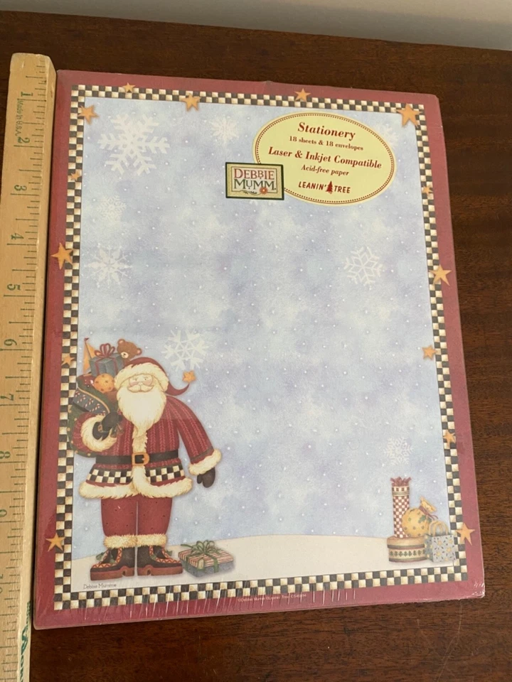 Debbie Mumm Stationery paper & envelope set -18 Santa Christmas pattern Crafting - Image 4 of 4