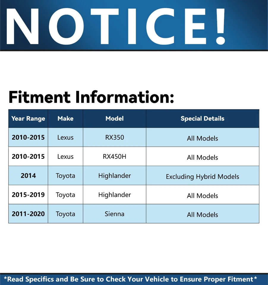 Pastillas de freno rotores delanteros y traseros para Toyota Sienna Highlander Lexus RX350 RX450h Foto 2 de 4