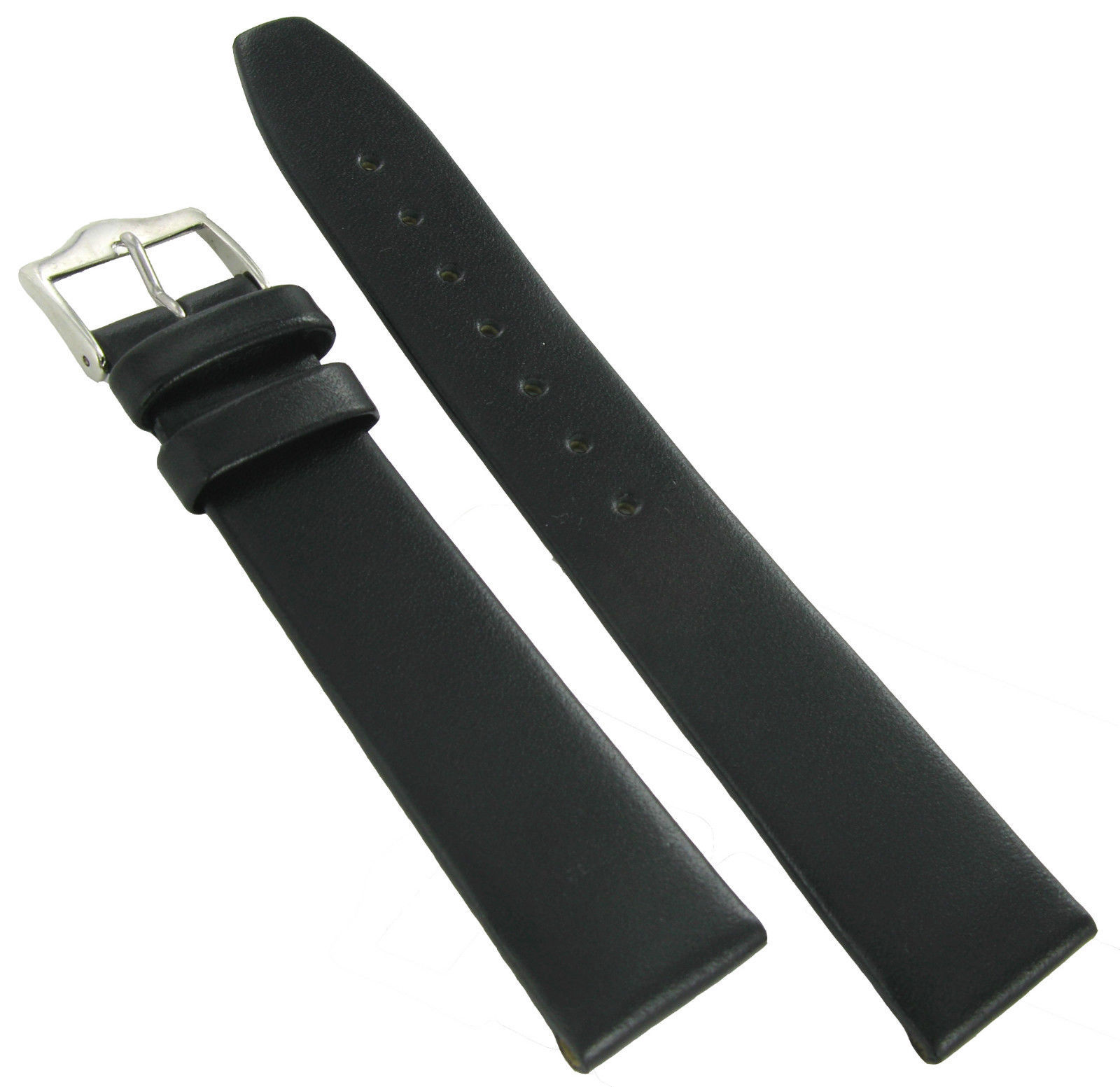 20mm deBeer Genuine Smooth Leather Handcrafted Black Flat Mens Watch