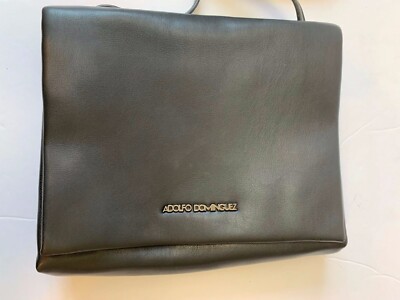 Adolfo Dominguez Black Soft Snap Closure Crossbody Handbag Purse