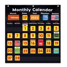 Monthly Calendar Pocket Chart with Cards Weather Classroom Decor Black