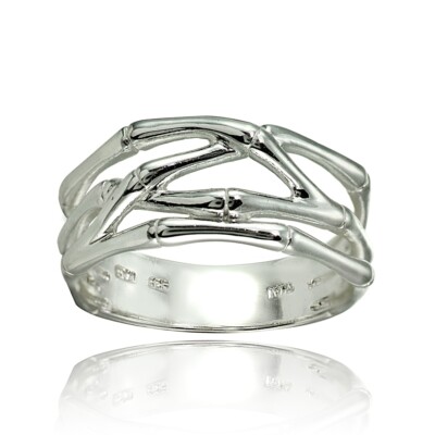Sterlingsilber Hochglanz Poliert Knochen Wickel Ring, Größe 5