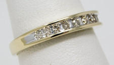 14 kt Yellow  White Gold Diamond Wedding Half Band Ring Size 6 3/4 B4932