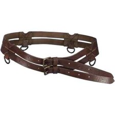 MEDIEVAL KNIGHT CRUSADER RENAISSANCE Brown Black Leather TWIN BELT LARP O/S New