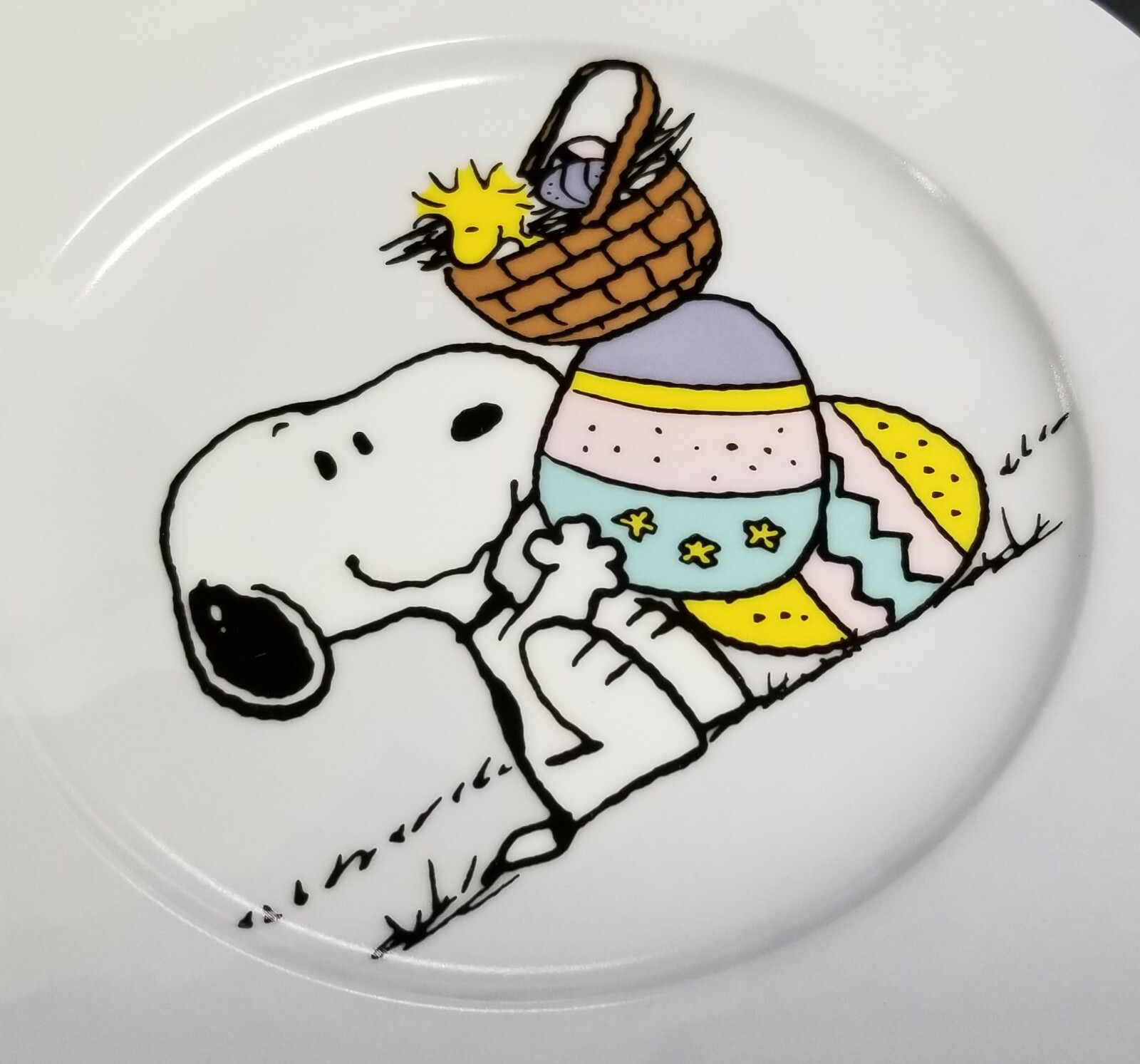 Peanuts SNOOPY & WOODSTOCK Easter Bowl & Dish Basket Painting Eggs