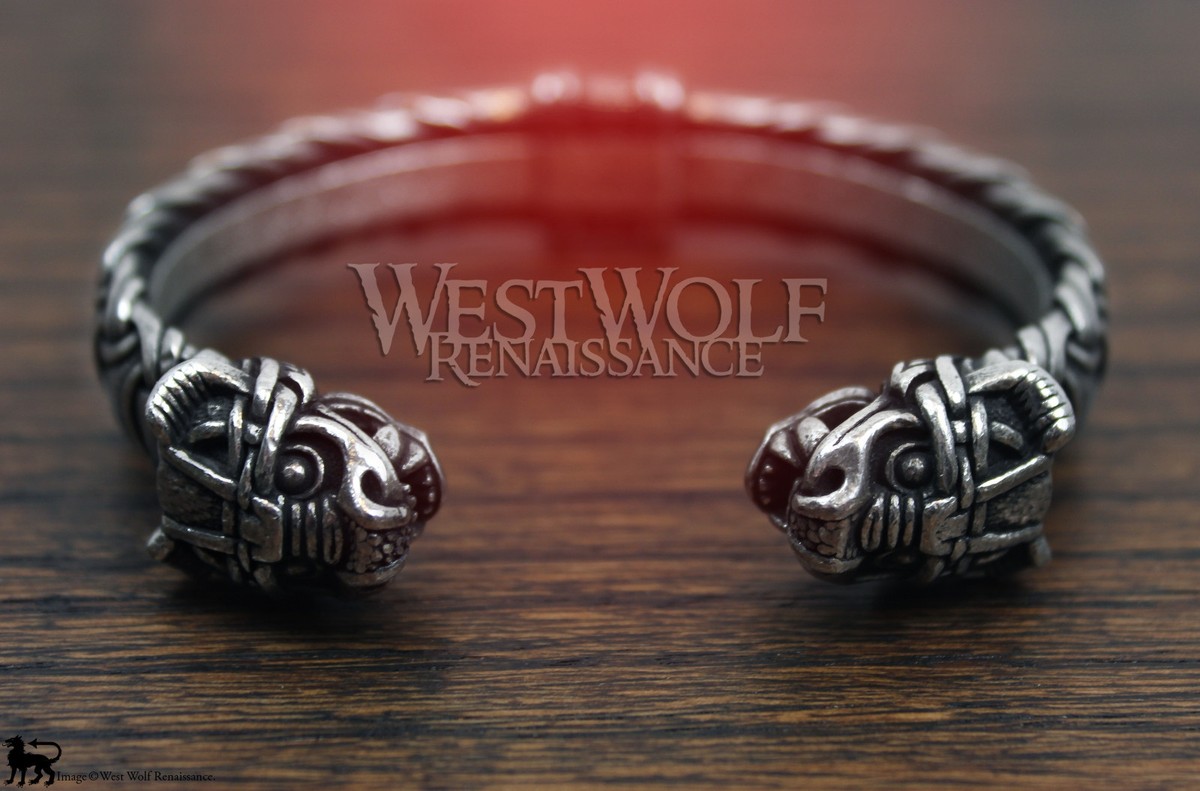 Viking Sabertooth Tiger Beast Torc Bracelet --- Norse/Smilodon/Cat