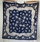 Laura Ashley Blue Floral Viscose Square Scarf 35”x35”