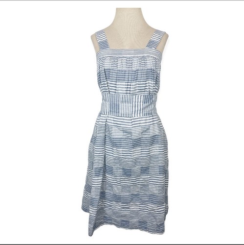 blue white striped sundress