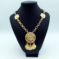 Matiere Premiere Paris Necklace Statement Vintage long Gold tone 120g L41cm