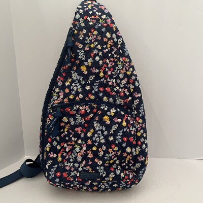 NEW Vera Bradley Essential Sling Backpack Scattered Wildflowers Quilted Floral Amazon.com | Vera Bradley Essential Large Backpack  main image 2