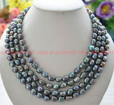 8-9mm A Quality Freshwater Cultured Pearl Necklace in Sinead Black