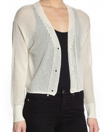 Sheer Button Front Cardigan Ivory 