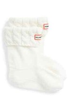 Hunter Natural White Cable Knit Cuff Welly Socks Kids L25512 Size XL