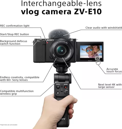 Sony ZV-E10 Mirrorless 24.2MP 4K Digital Camera with 16-50mm Lens Black - Picture 3 of 6