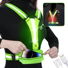 LED Reflective Light Up Safety Running Vest for Biking Walking at Night