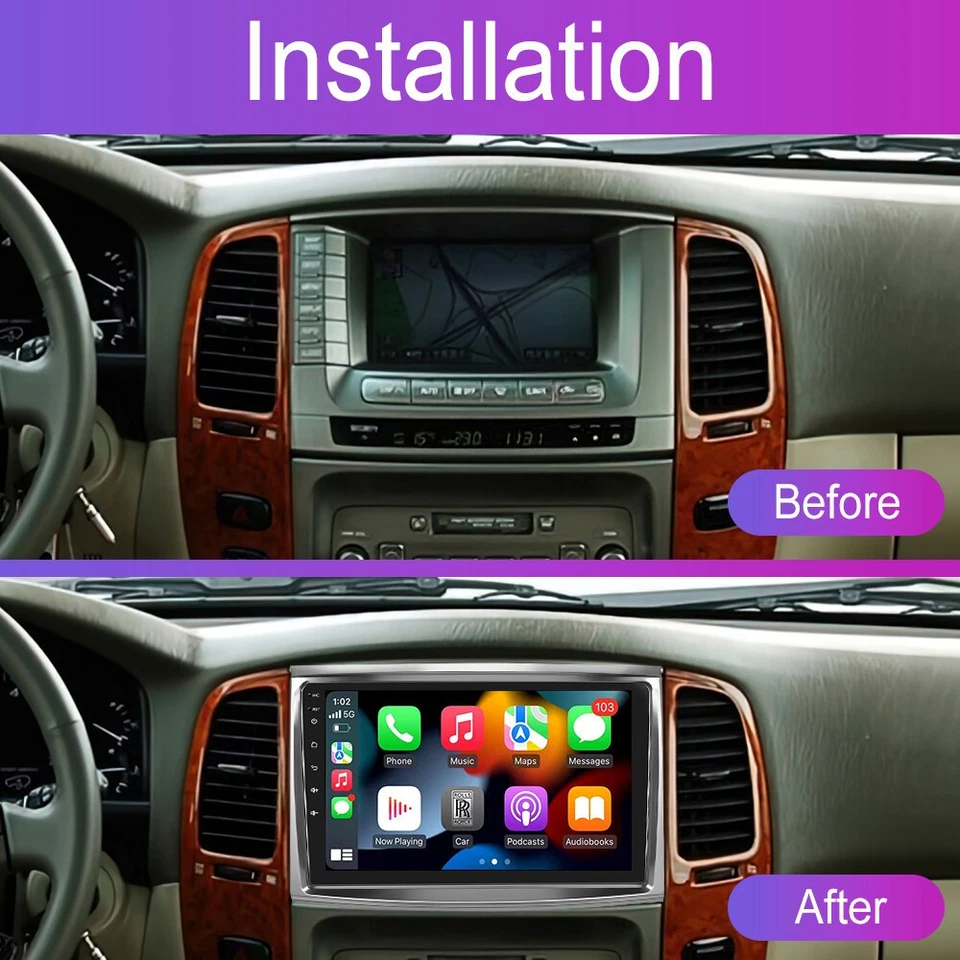Para Toyota Land Cruiser Lexus LX470 2002-2007 Android 14 CarPlay Coche Estéreo GPS Foto 4 de 4