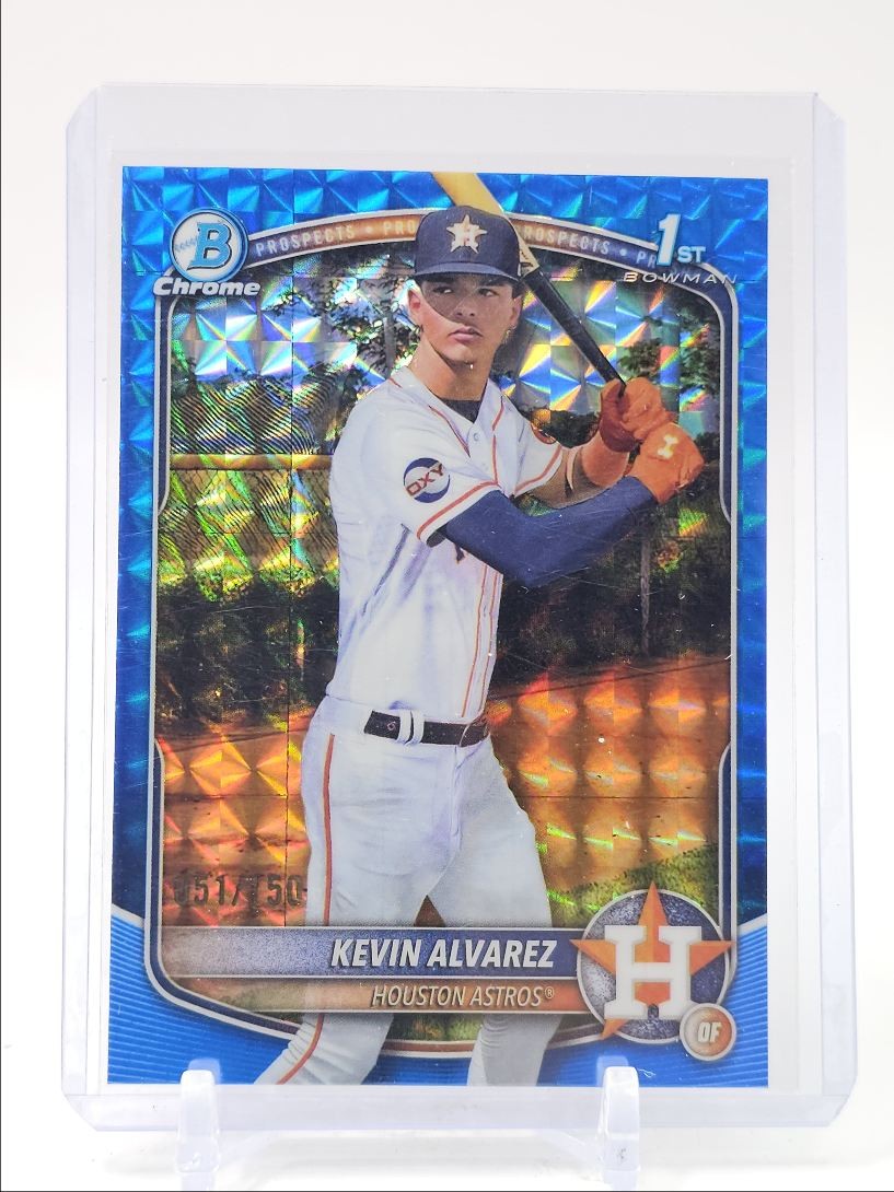 KEVIN ALVAREZ 2025 BOWMAN CHROME 1ST BLUE GEOMETRIC ASTROS /150 Q0731