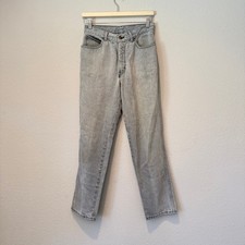 Vintage Sasson High Waisted Light Wash Grey Straight Leg Mom Jeans Womens