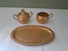 Vintage Lehman 24K gold plated serving tray with matching sugar and creamer set — photo 8