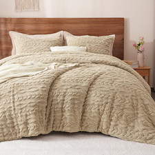 Fluffy Sherpa Fleece King Comforter Set, 3 Pieces Warm Fuzzy Soft Bedding for Wi