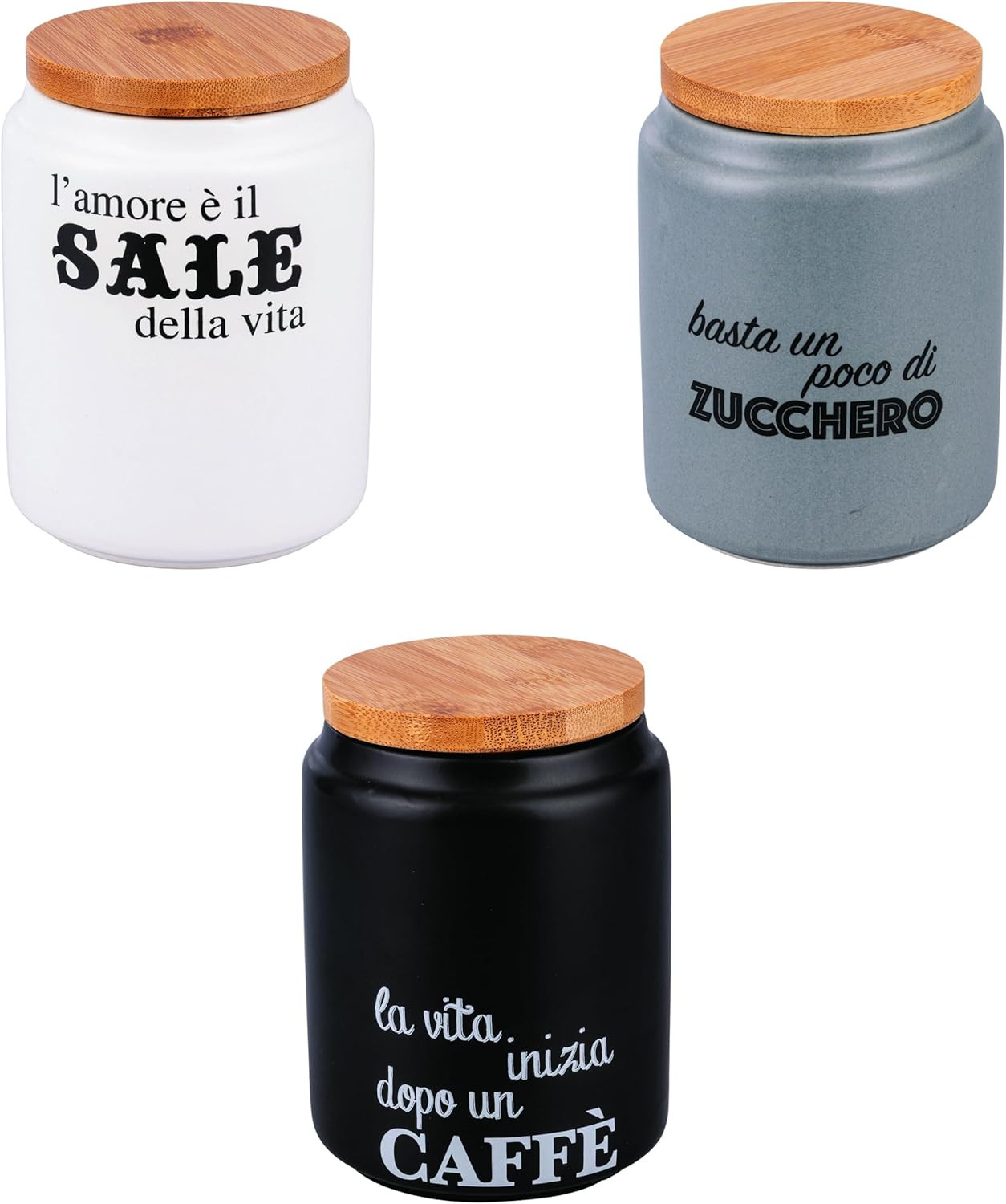Offerta Set 3 Barattoli Ceramica 900ml Sale Zucchero Caffè
