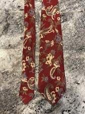 Polo Ralph Lauren Made in USA Vintage Floral Print Linen Tie in Burgundy (Multi)