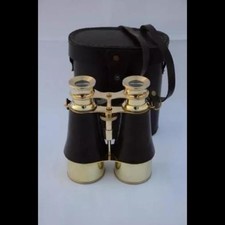 Solid Binoculars with Leather Case Vintage Nautical, Handmade, Gift