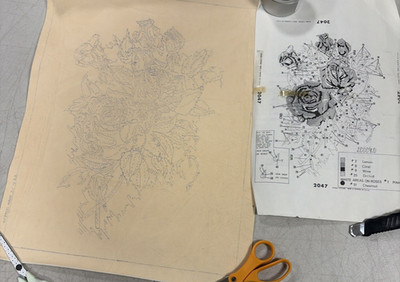 Artex Stamped On Velveteen Fabric Paint Project Floral Picture 16'' x 20'' NEW