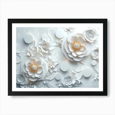 3d Rendering Abstract With Flowers  Framed Wall Art Poster Canvas Print Picture