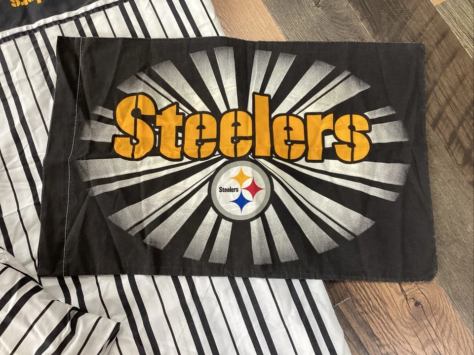 Juego de sábanas Steelers de fútbol vintage Twin Dan River almohada plana ajustada años 90 Y2K Foto 4 de 4