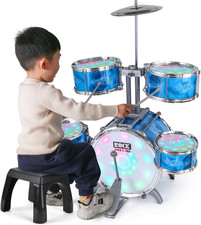 Kids Drum Set for Toddlers with 5 Jazz Drum Kit Lights Vibrating-Controlled