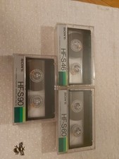 3 X SONY HF S CASSETTE TAPES 46,60 AND 90 MINUTES,JAPAN