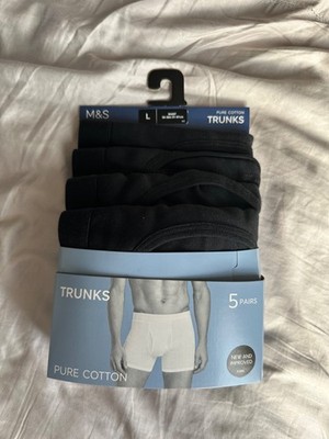 Marks & Spencer 4 Pack Pure Cotton Trunks Cool & Fresh Black Large 36 - 38 inch