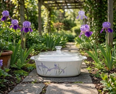 Corning Ware Shadow Iris Casserole Dish A-2-B  2 Liter with Pyrex A-9-C Lid