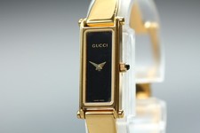 [Near MINT] Gucci 1500L Black Dial Bangl Watch Gold Qz Women's Watch From Japan