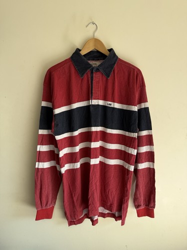 Lee, Lee Sanforized Vintage 1960s USA Long Sleeve Rugby Red Shirt Mens Medium