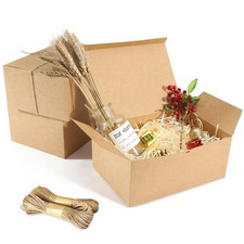 10 Pack Brown Gift Boxes, 9.45x6.5x4 Inches Kraft Paper Boxes with Lids for V...