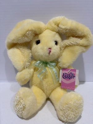 NWT 1999 Commonwealth Yellow Bunny Rabbit Plush Floppy Ears Sparkly Curly Easter