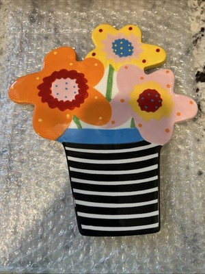 Happy Everything Cotton Colors Large Flower Pot Floral Attachment NEW 9 